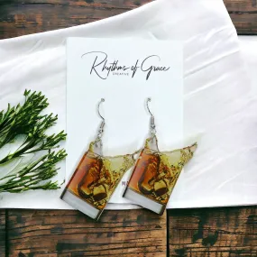 Cocktail Earrings - Rum and Coke, Handmade Earrings, Happy Hour, Handmade Earrings, Drink Earrings, Whiskey, Scotch, Bartender Earrings