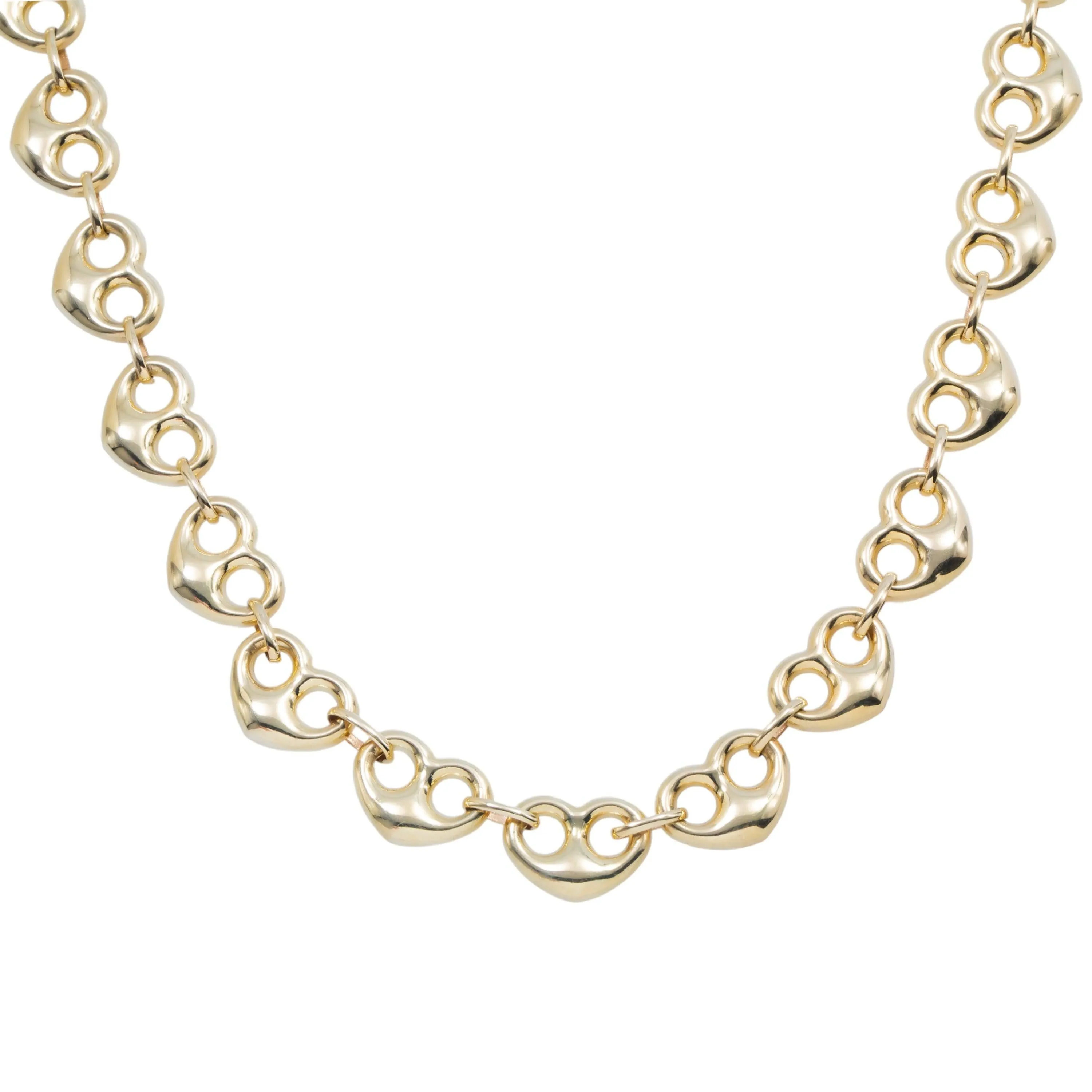 10K GOLD 12.77MM HOLLOW PUFFED HEART SHAPE CHAIN