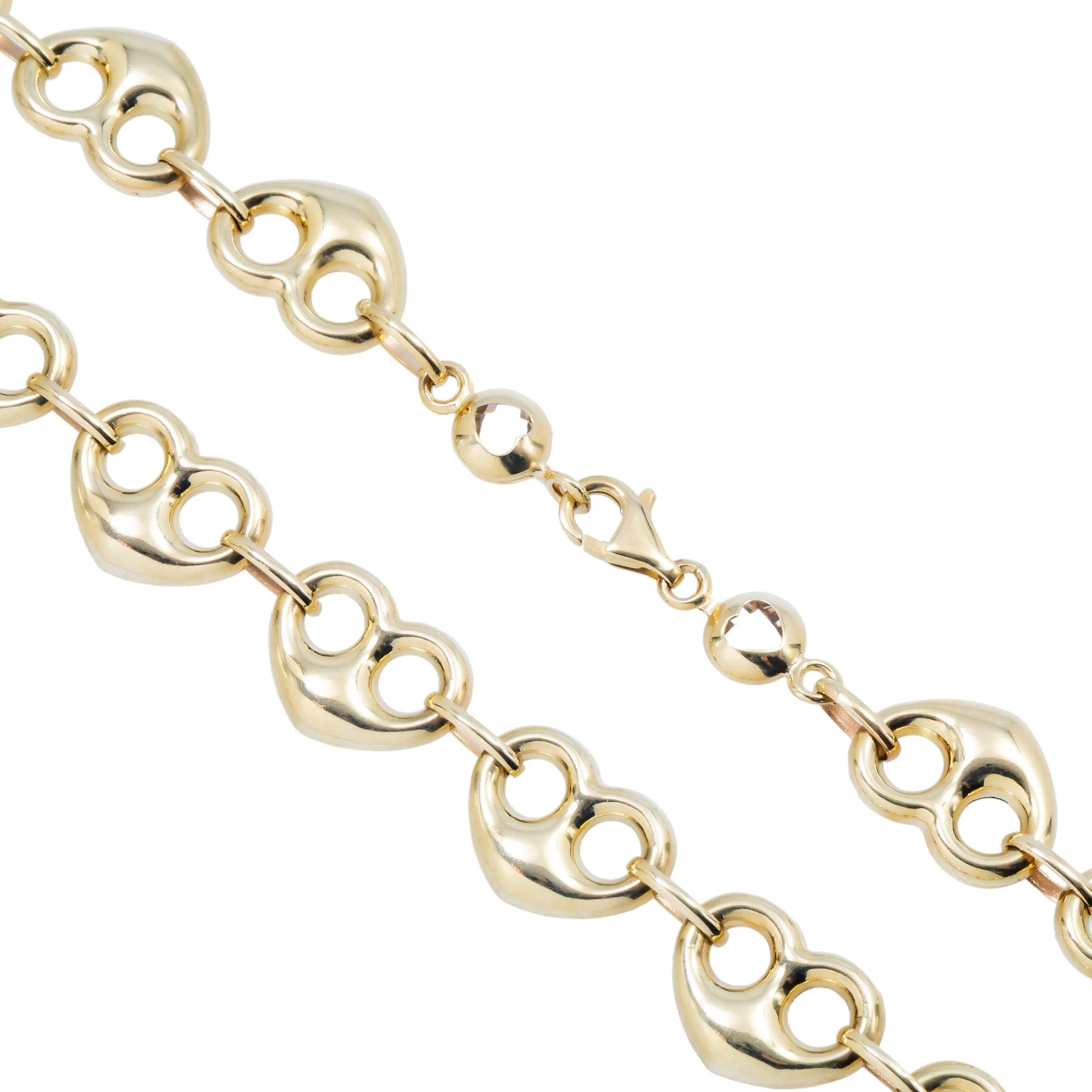 10K GOLD 12.77MM HOLLOW PUFFED HEART SHAPE CHAIN