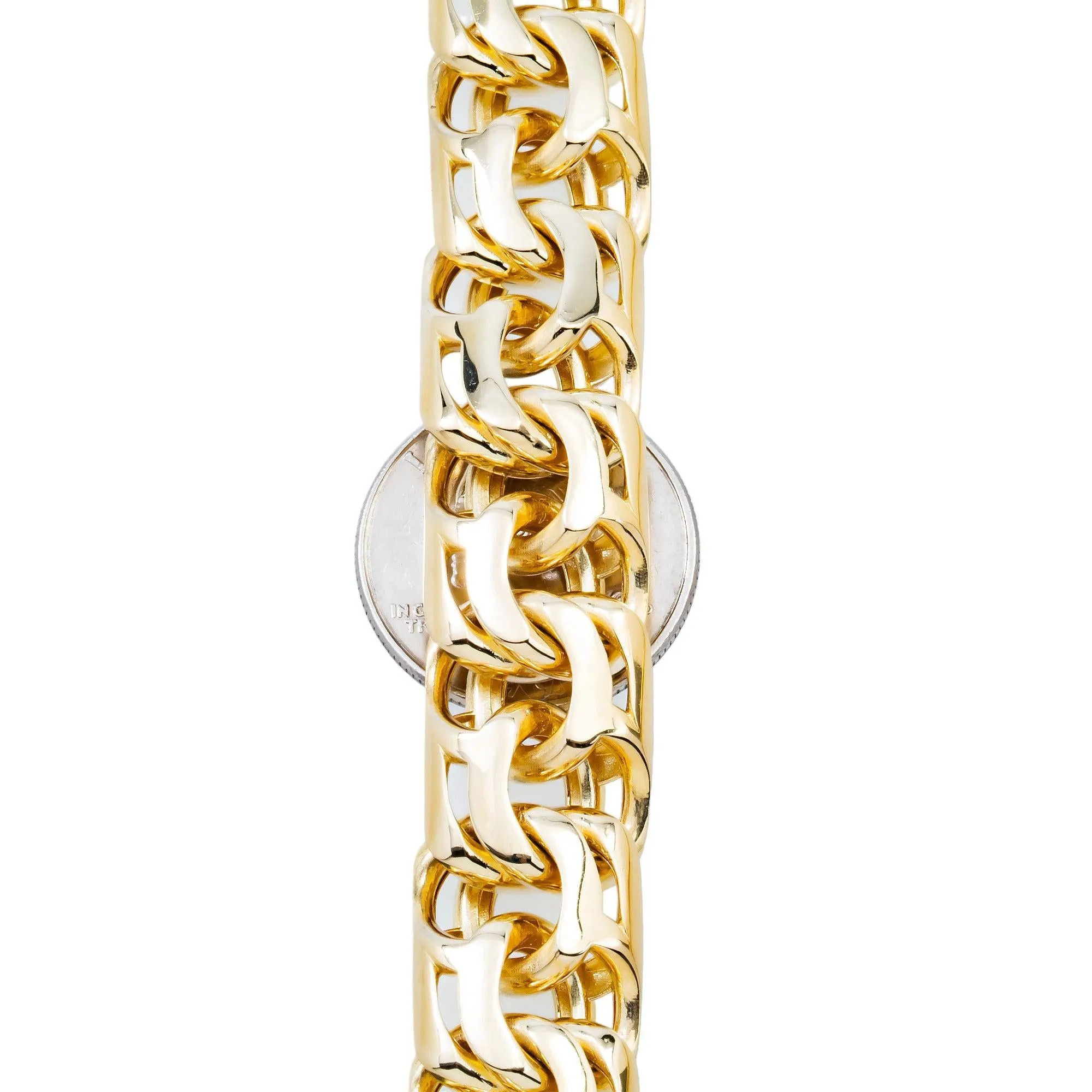 10K GOLD 15.43MM HOLLOW BYZANTINE CHAIN WITH DIAMOND CLASP