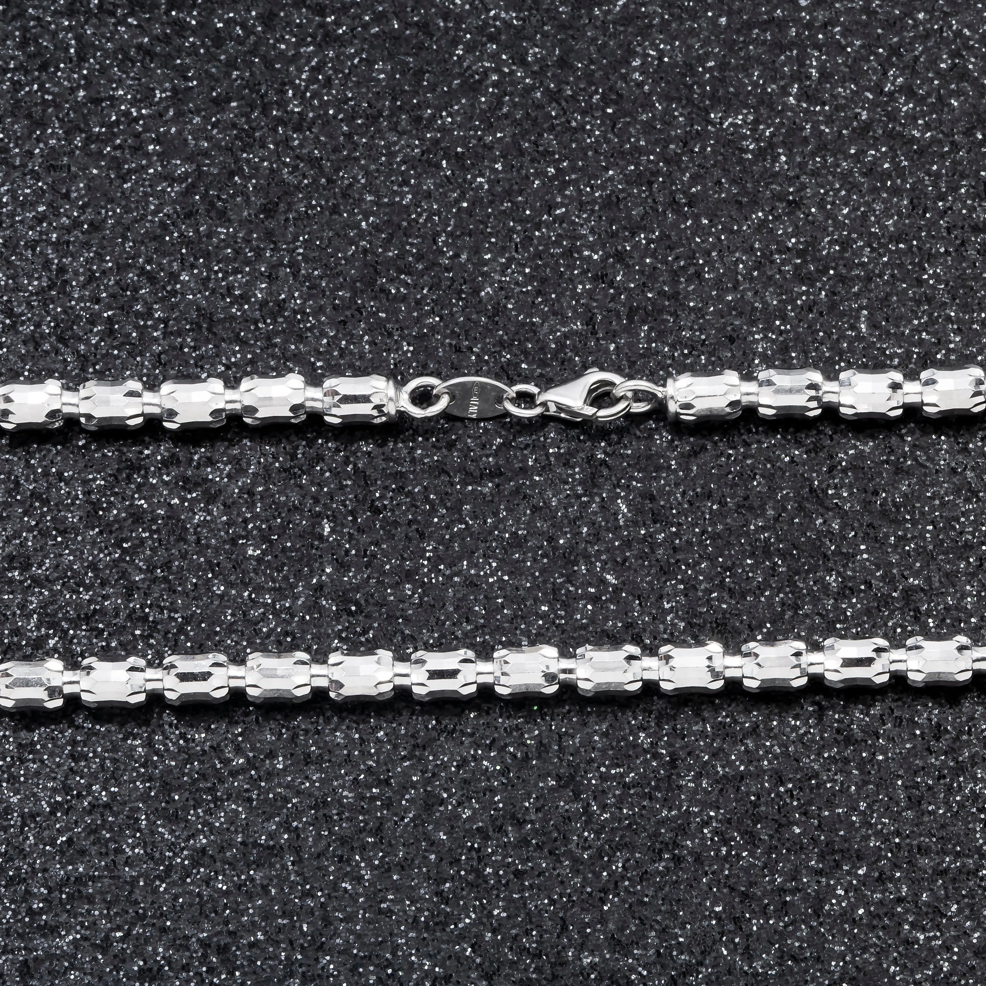 10K GOLD 4MM SOLID BARREL CRYSTAL CHAIN