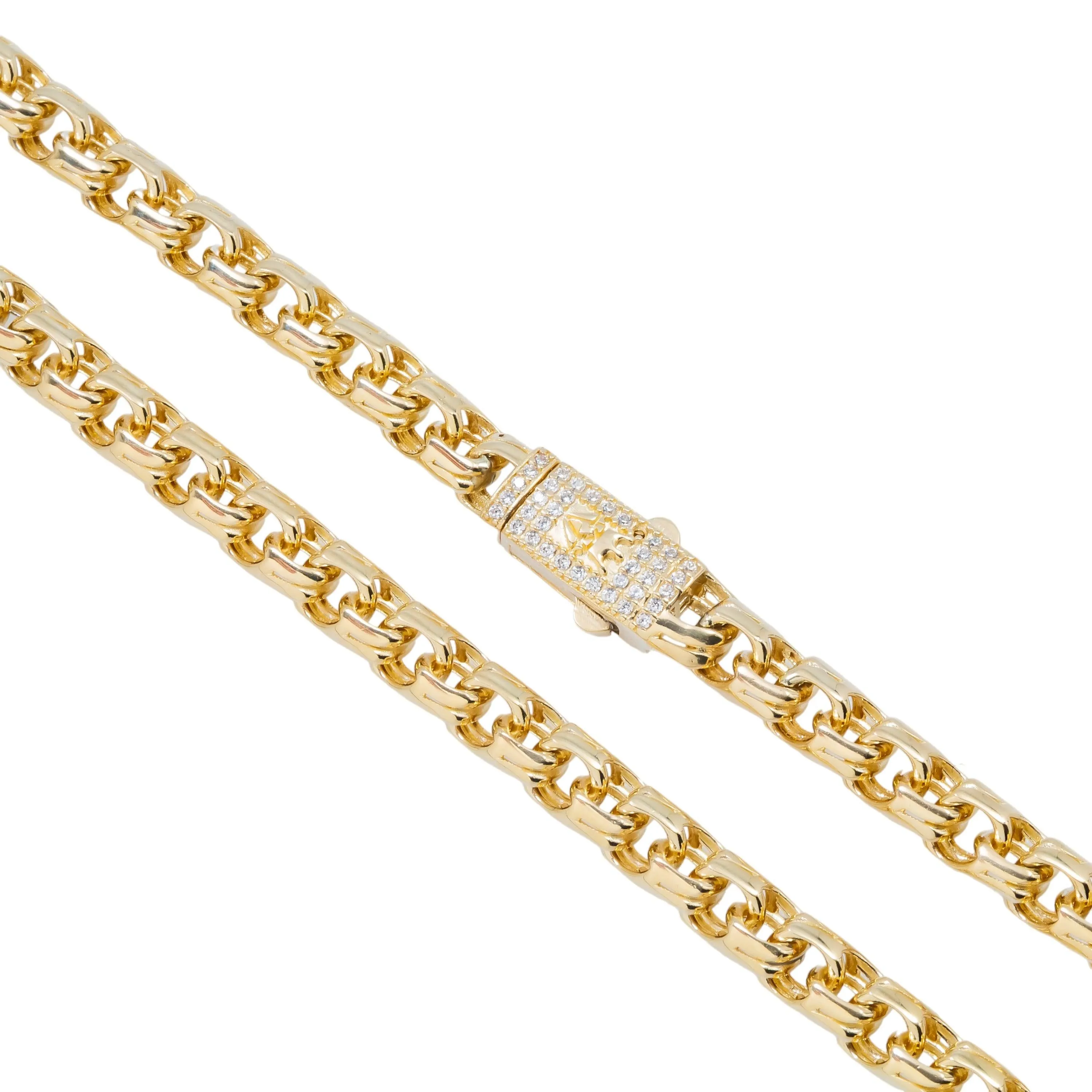 10K GOLD 5.84MM HOLLOW BYZANTINE CHAIN WITH DIAMOND CLASP