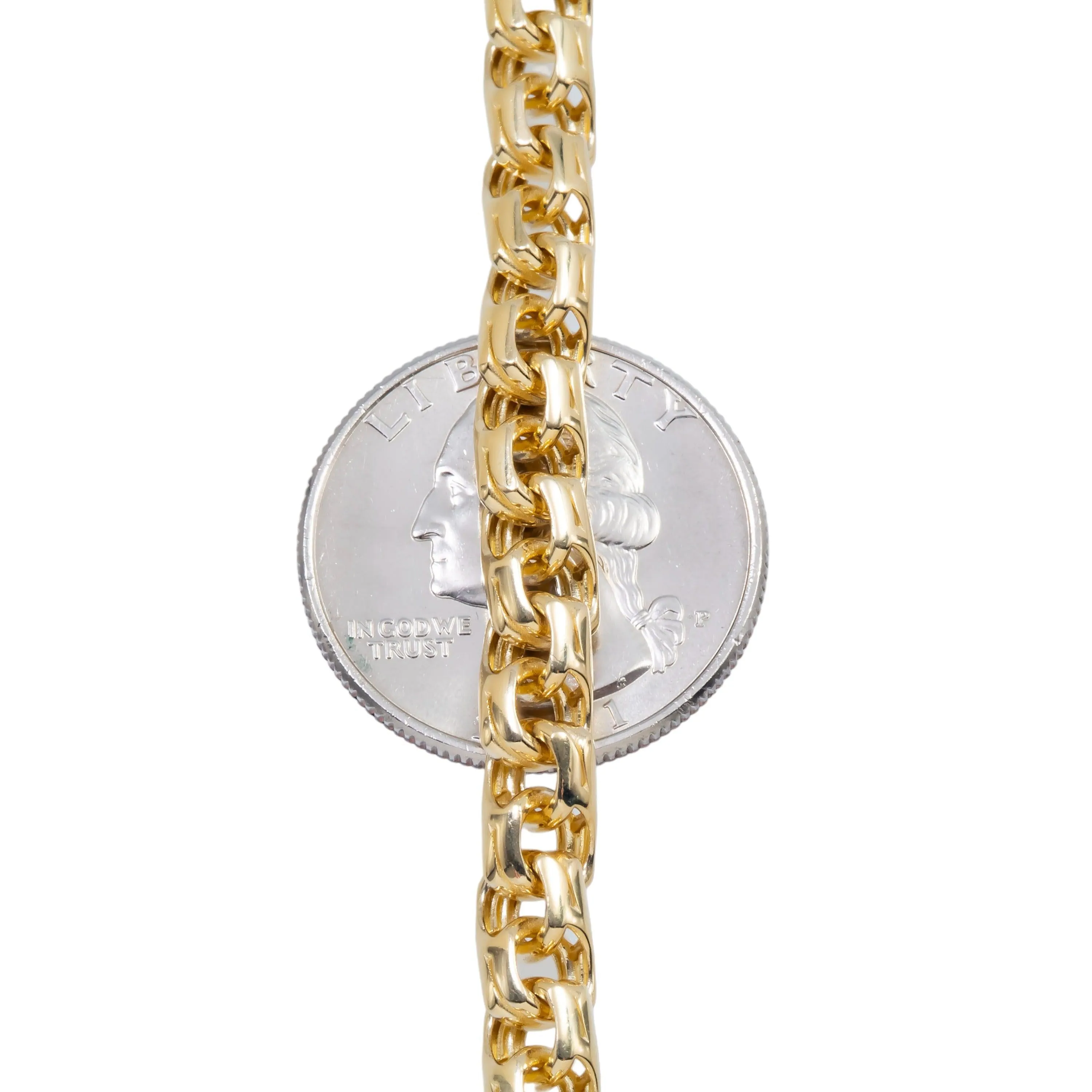 10K GOLD 5.84MM HOLLOW BYZANTINE CHAIN WITH DIAMOND CLASP