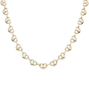 10K GOLD 9.38MM HOLLOW PUFFED HEART SHAPE CHAIN