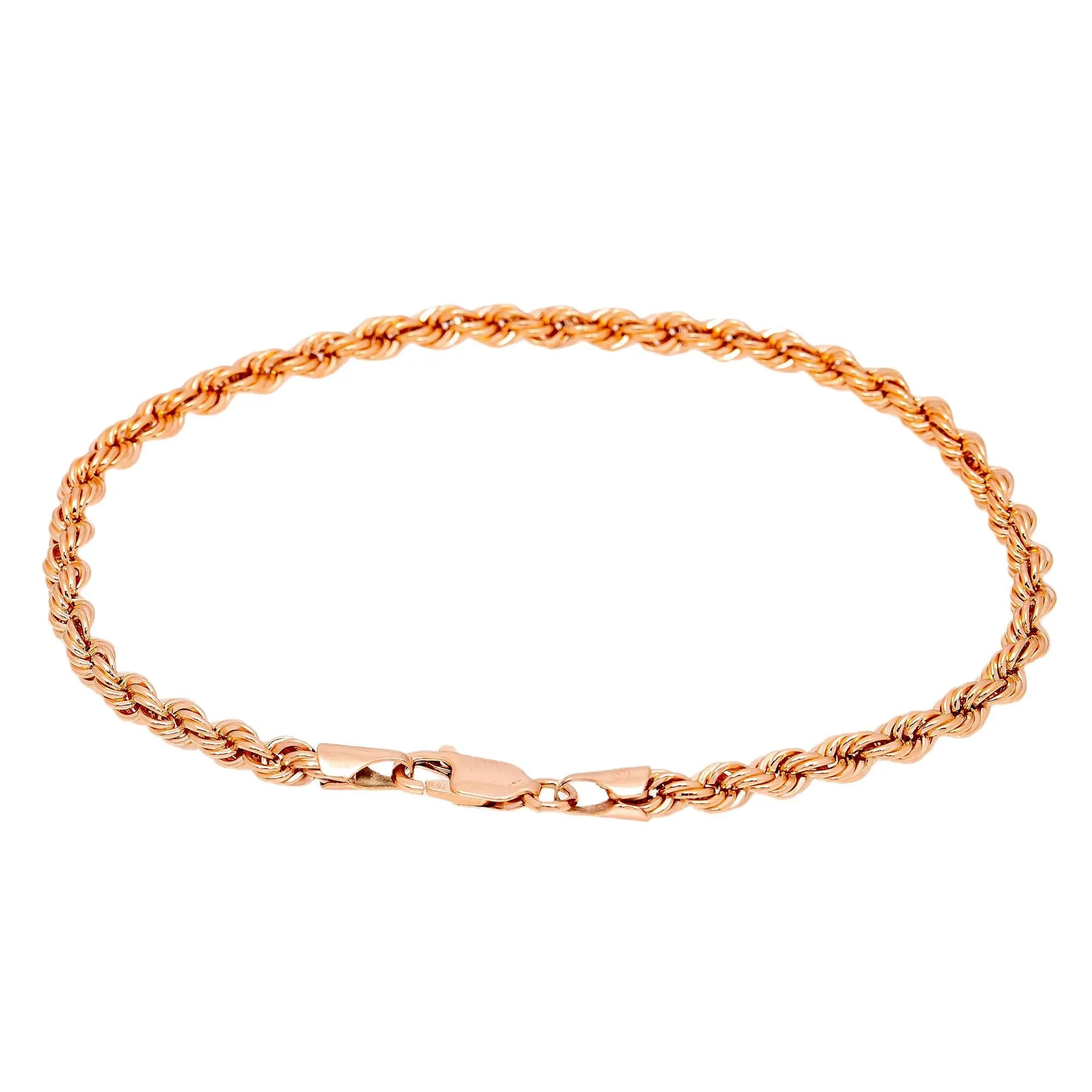 10K HOLLOW ROSE GOLD ROPE BRACELET