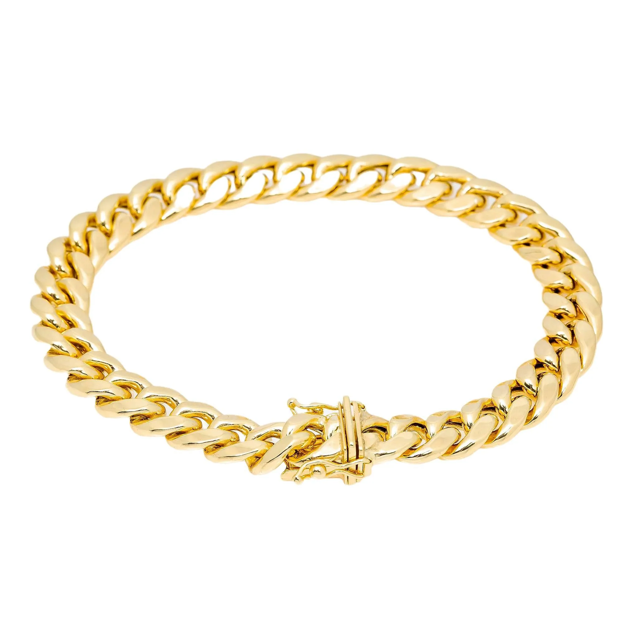 10K HOLLOW YELLOW GOLD CUBAN BRACELET