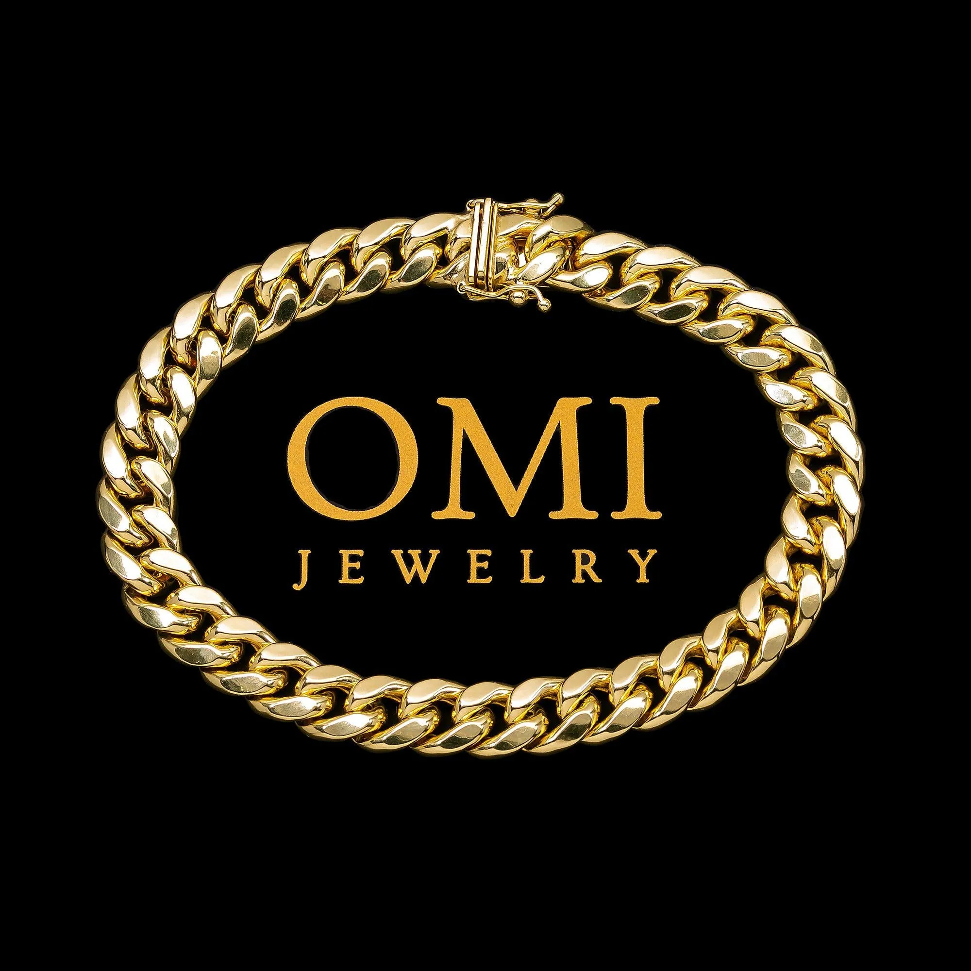 10K HOLLOW YELLOW GOLD CUBAN BRACELET