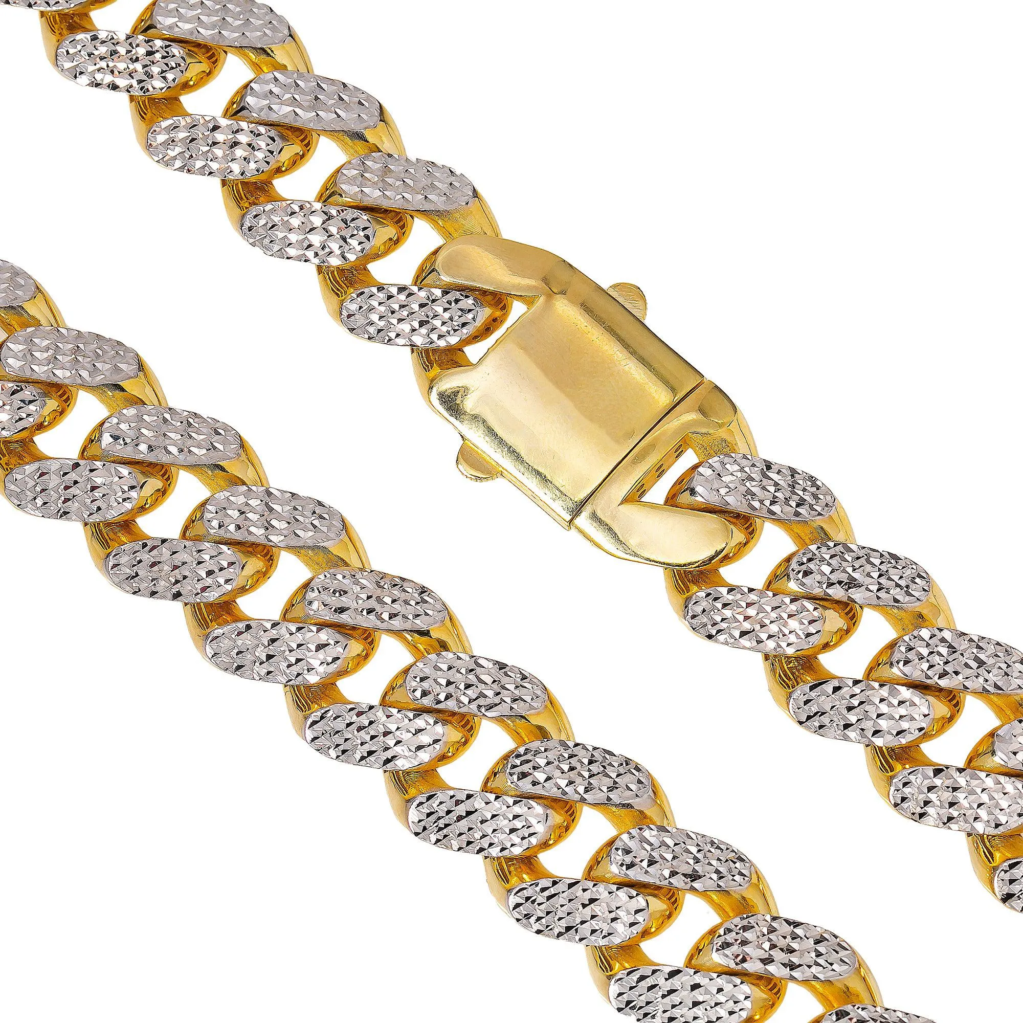 10K HOLLOW YELLOW GOLD DIAMOND CUT CUBAN LINK CHAIN