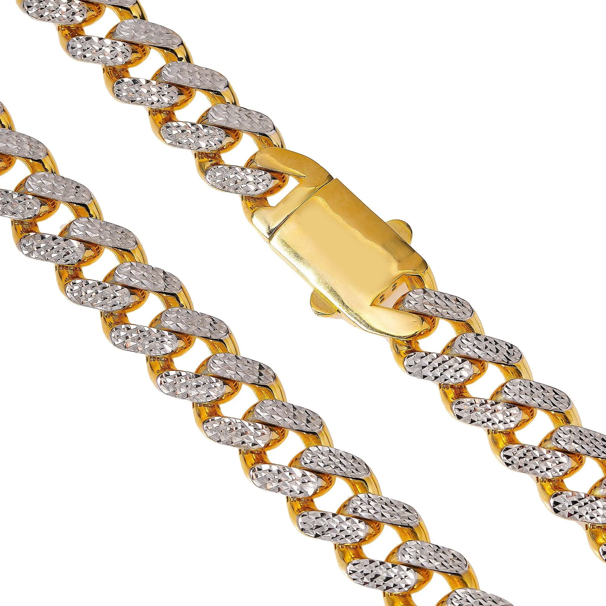 10K HOLLOW YELLOW GOLD DIAMOND CUT CUBAN LINK CHAIN