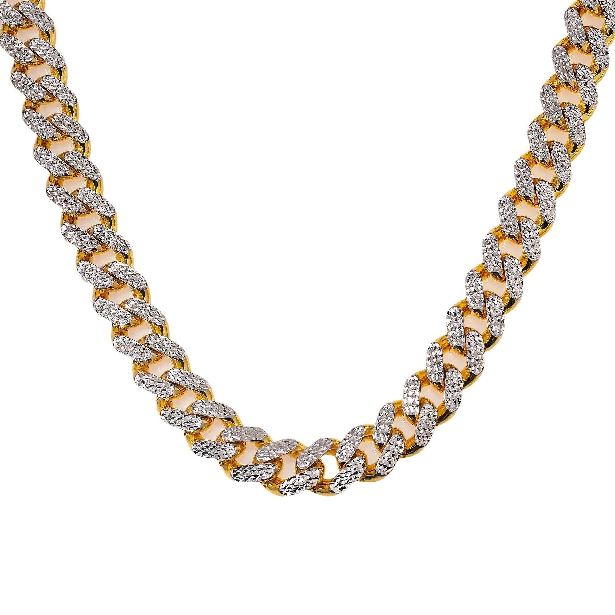 10K HOLLOW YELLOW GOLD DIAMOND CUT CUBAN LINK CHAIN