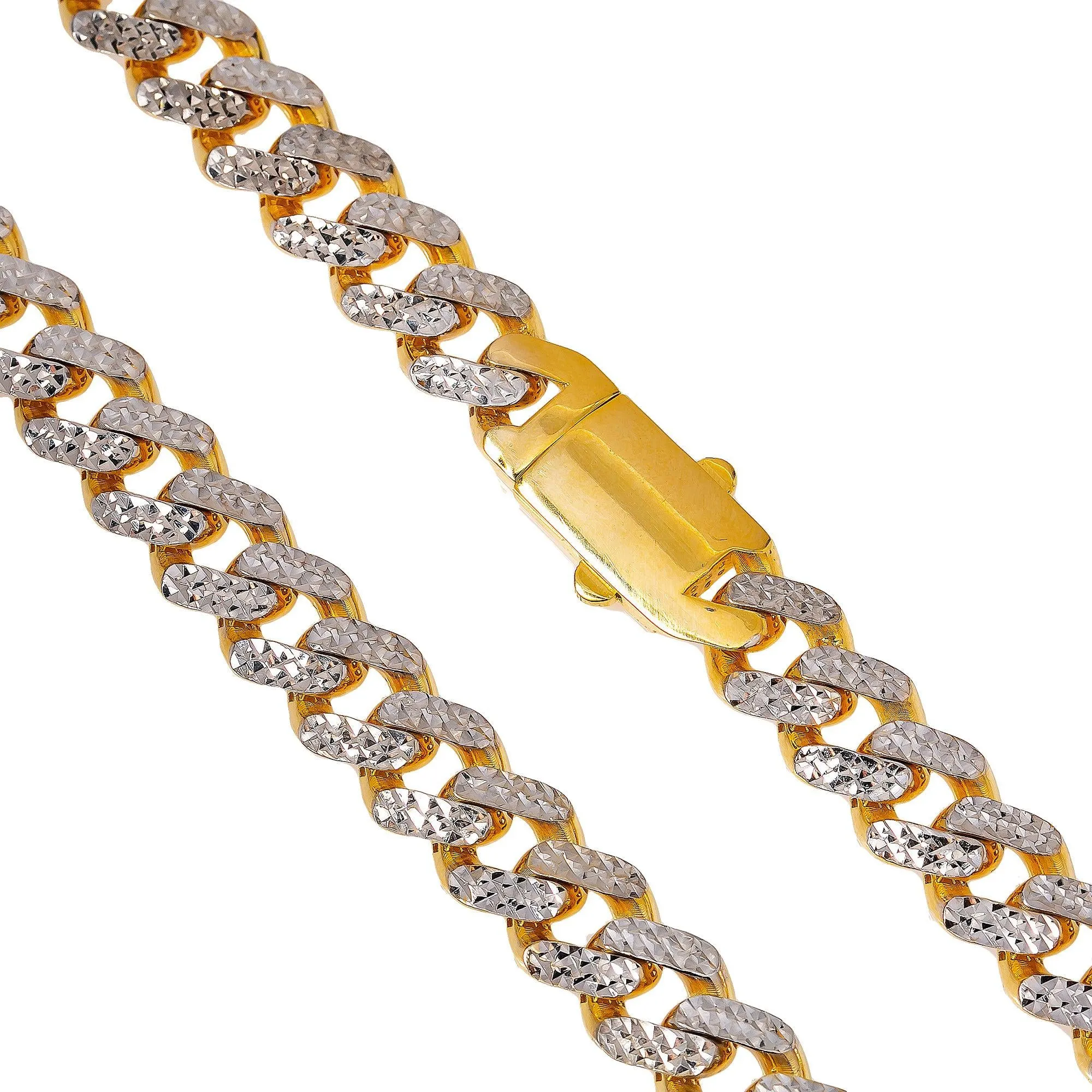 10K HOLLOW YELLOW GOLD DIAMOND CUT CUBAN LINK CHAIN