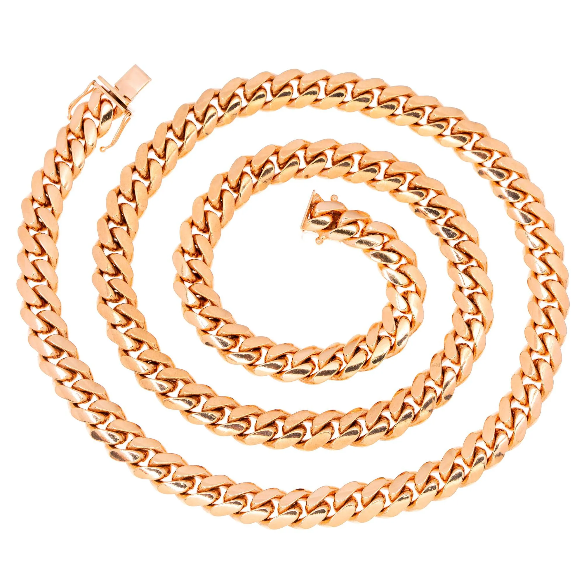 10k Rose Gold 10mm Solid Miami Cuban Chain Available In Sizes 18"-26"