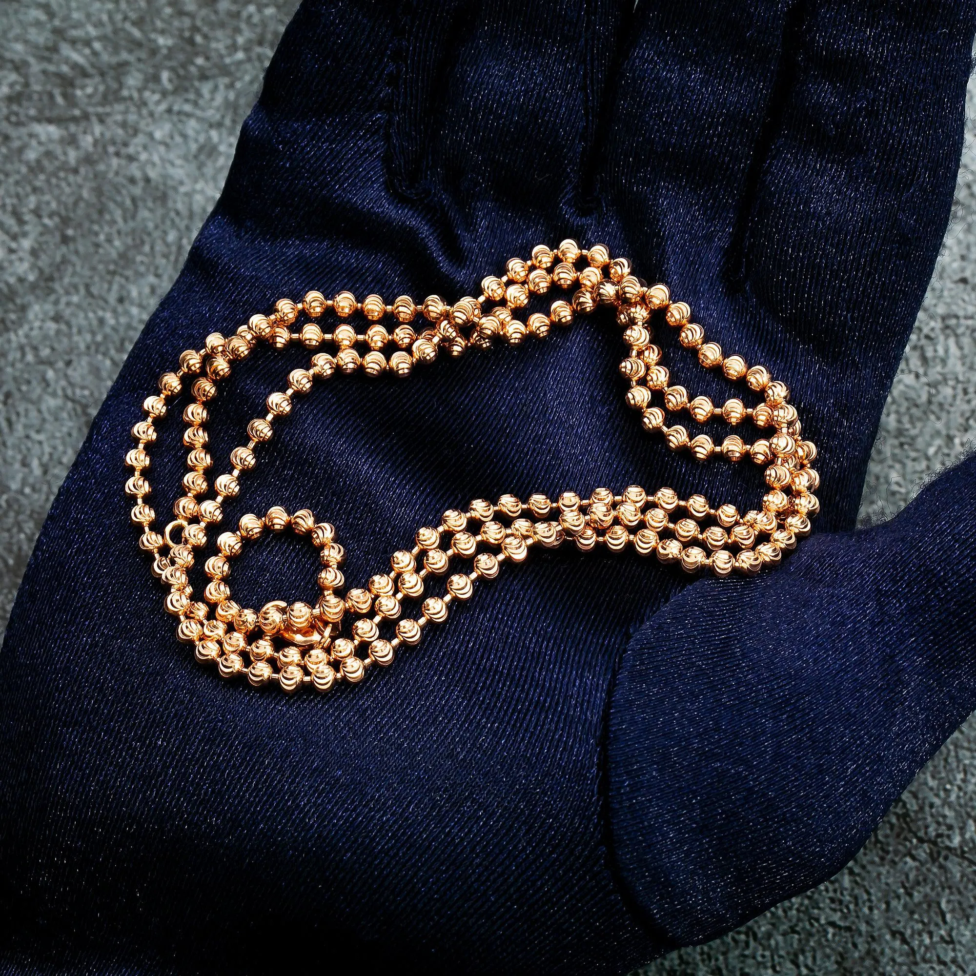 10k Rose Gold 2.3mm Moon Bead Chain Available In Sizes 18"-27"