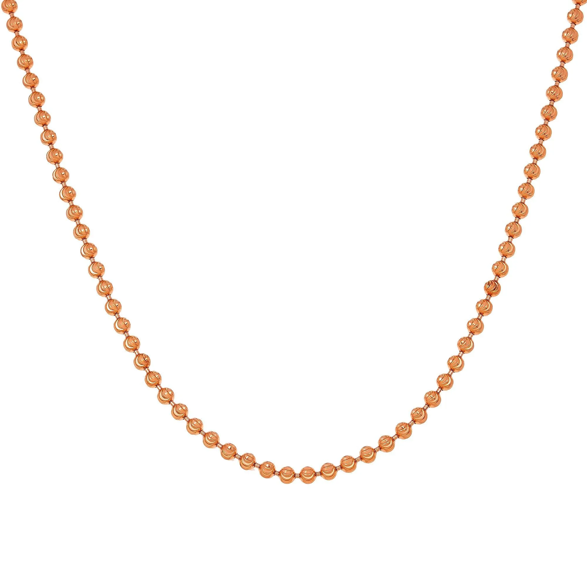 10k Rose Gold 2.3mm Moon Bead Chain Available In Sizes 18"-27"