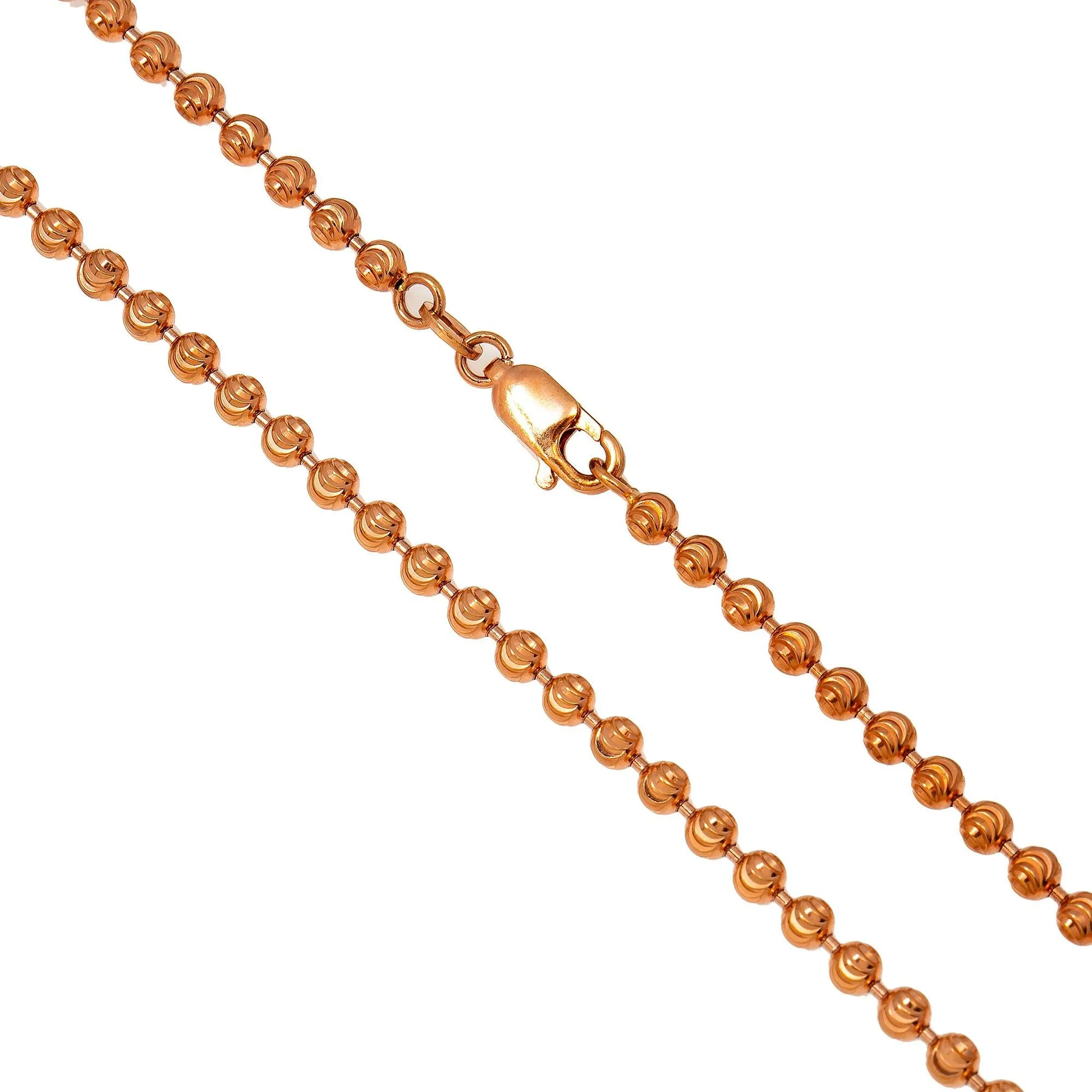 10k Rose Gold 2.3mm Moon Bead Chain Available In Sizes 18"-27"