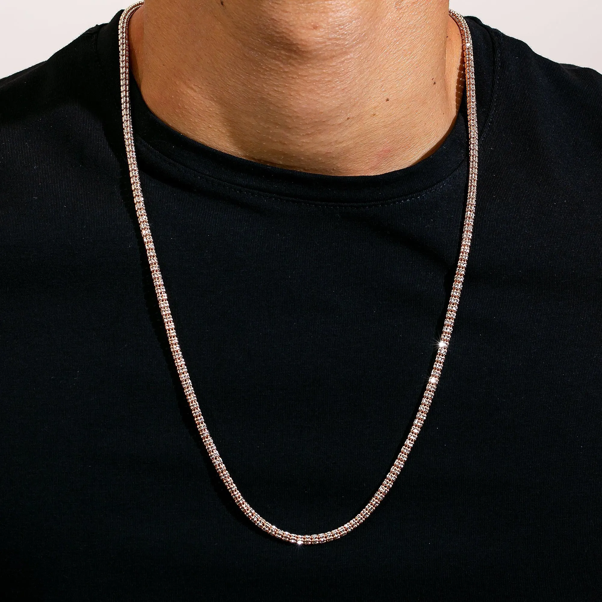 10K Rose Gold 3.40mm Ice Chain Available In Sizes 18"-26"