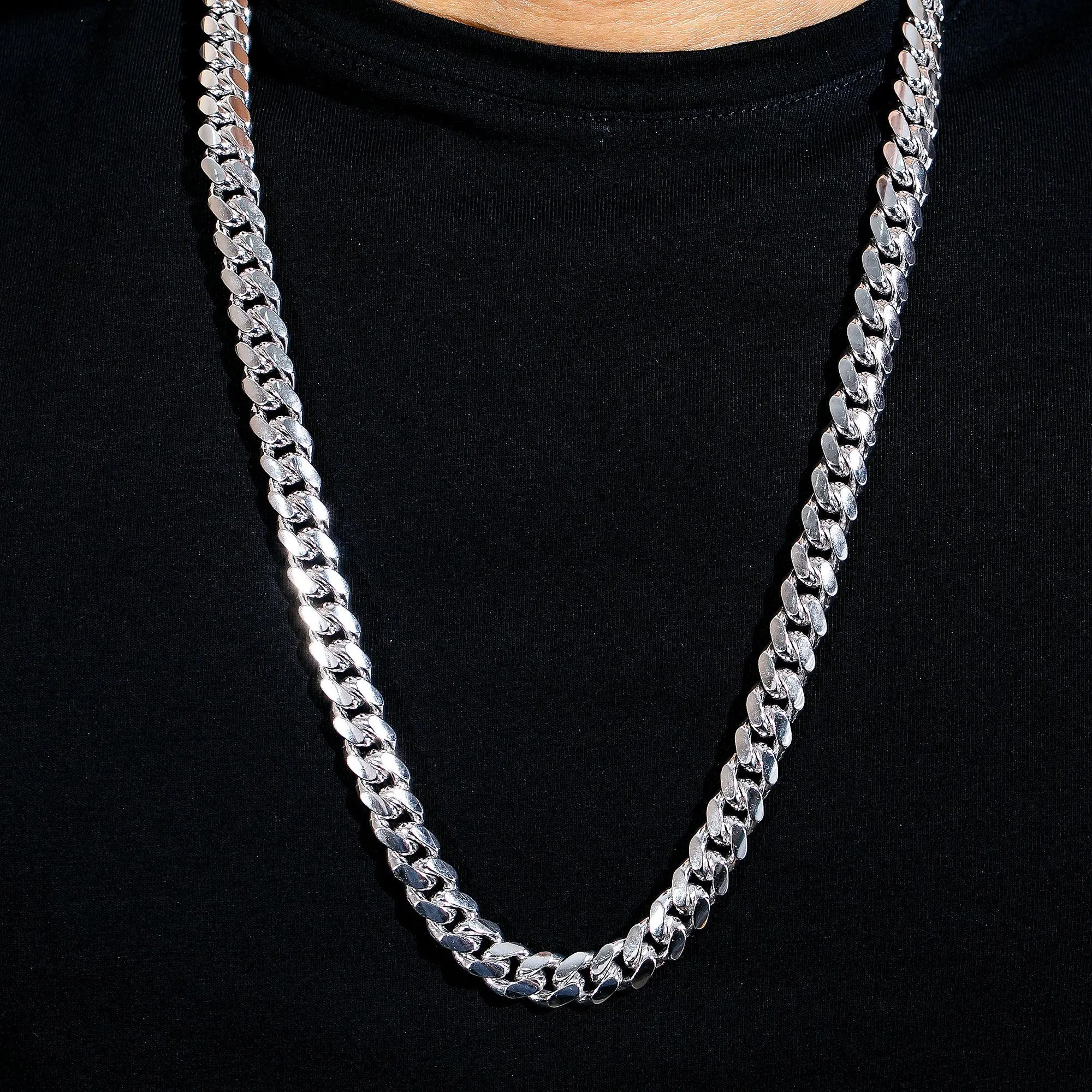 10k White Gold 10mm Solid Cuban Link Chain Available In Sizes 18"-26"