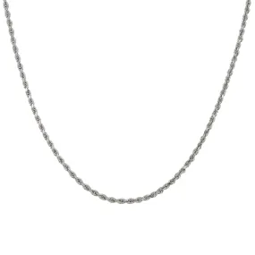 10k White Gold 2mm Solid Rope Laser Chain Available In Sizes 18"-26"