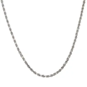 10k White Gold 3mm Solid Rope Laser Chain Available In Sizes 18"-26"