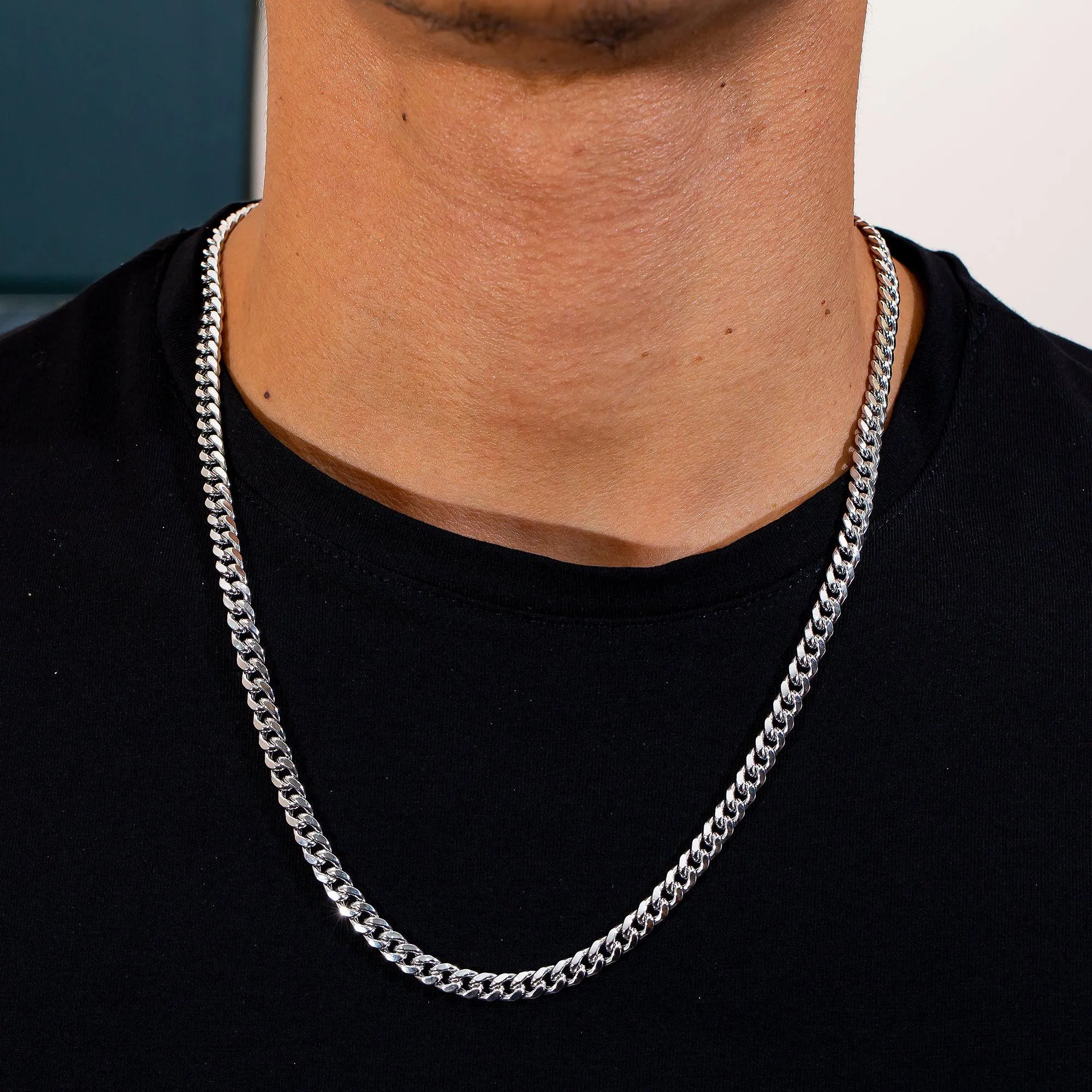 10K White Gold 5.14mm Hollow Cuban Chain Available In Sizes 18"-26"