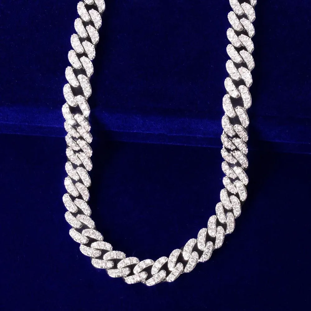 10mm Gold Miami Cuban Link Necklace AAAA Zircon Charm Chain