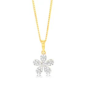 1/10 Carat Diamond Flower Pendant in 9ct Yellow Gold