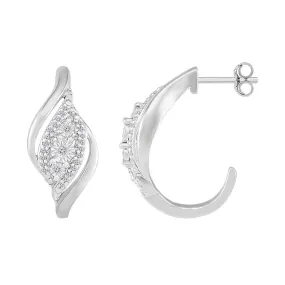 1/10 CTW Diamond Three Stone Earrings in Sterling Silver