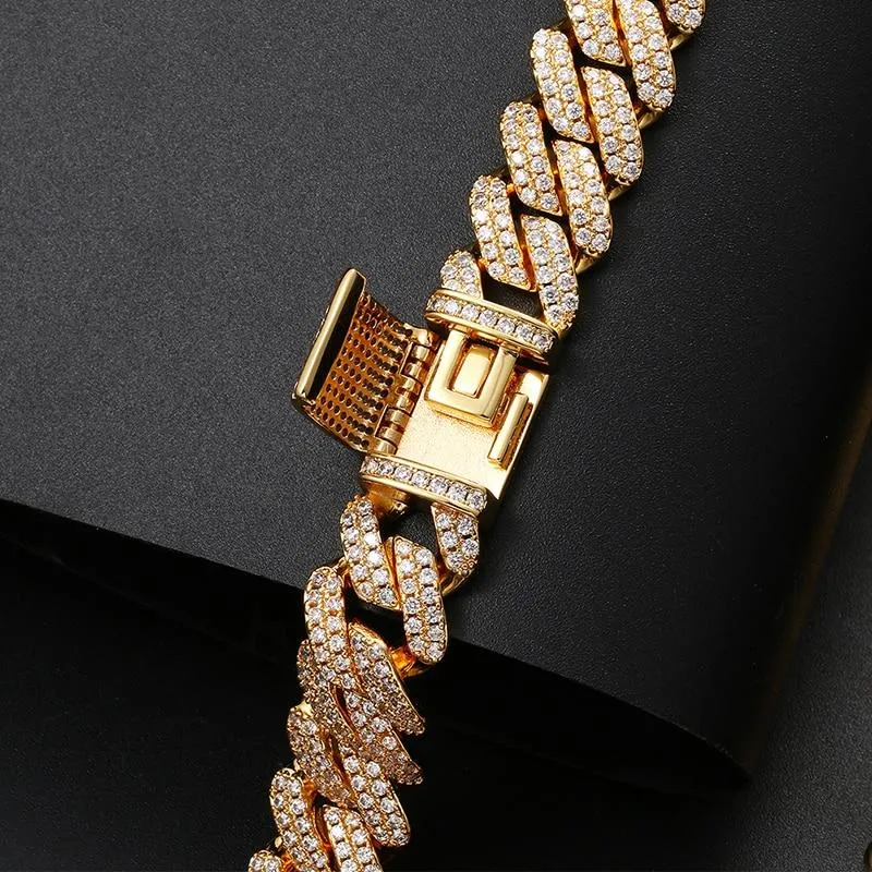 12mm Micro Pave CZ Cuban Link Chains Necklaces