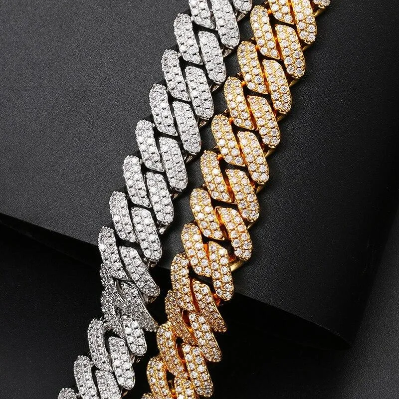 12mm Micro Pave CZ Cuban Link Chains Necklaces