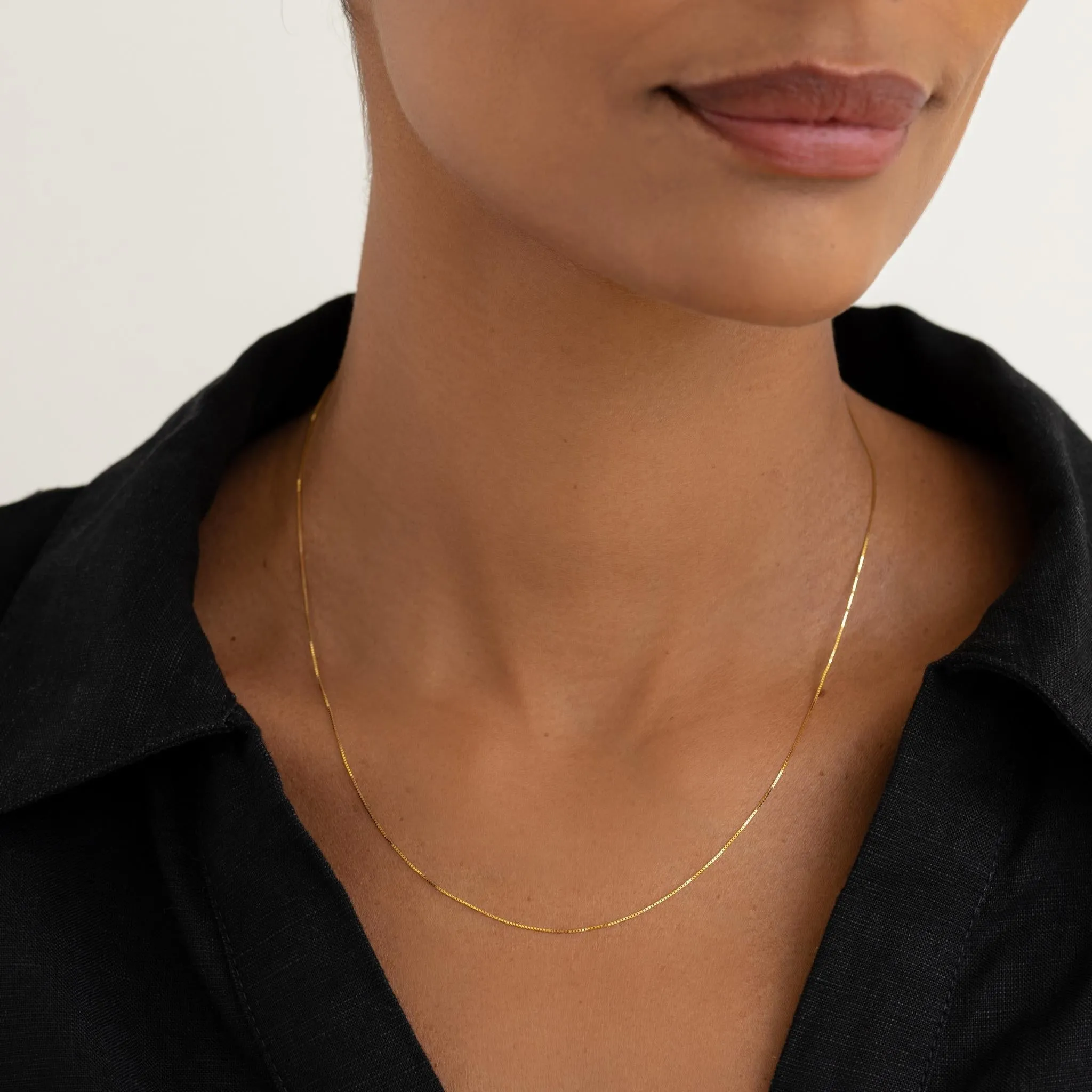 14k Gold Box Chain Necklace - Faye