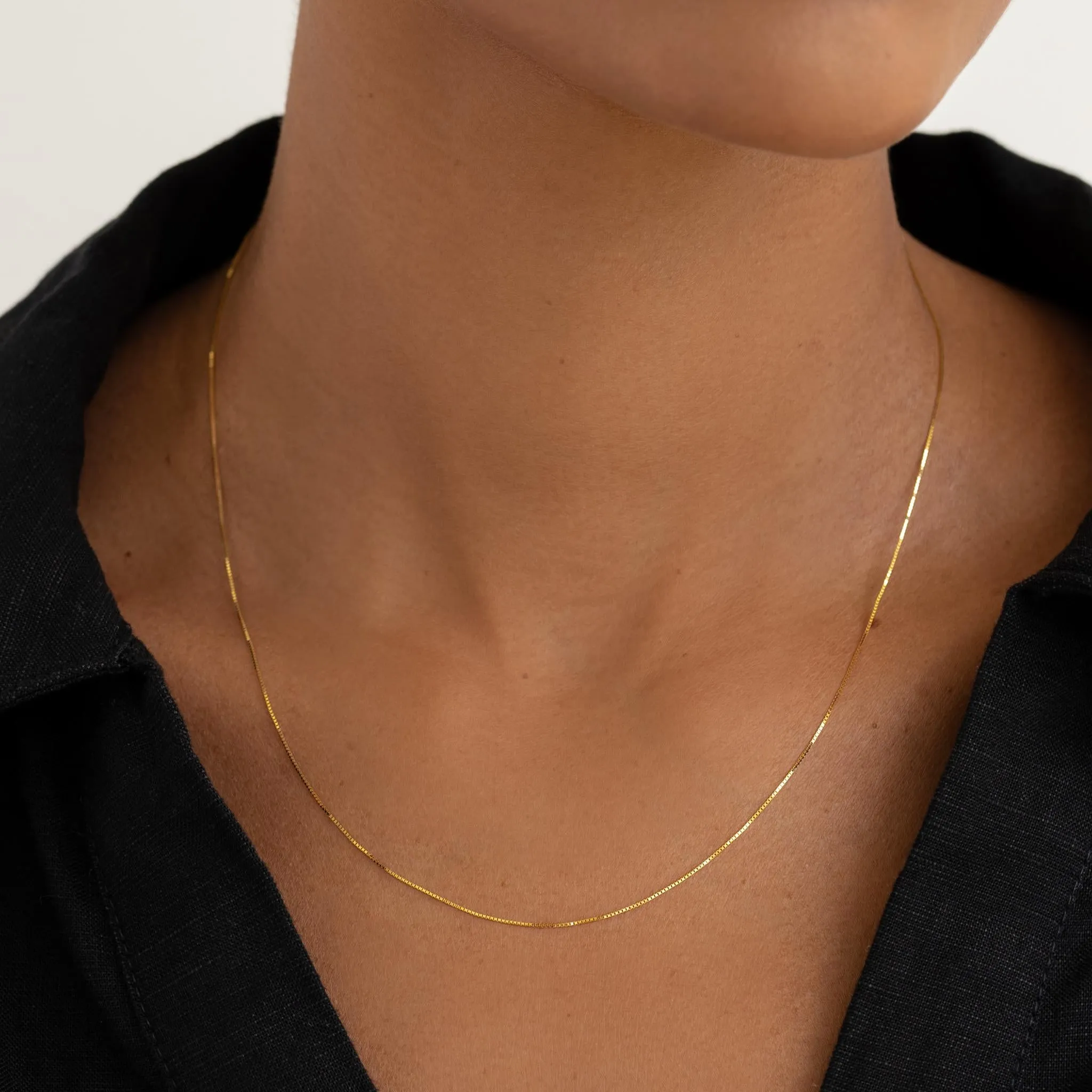 14k Gold Box Chain Necklace - Faye