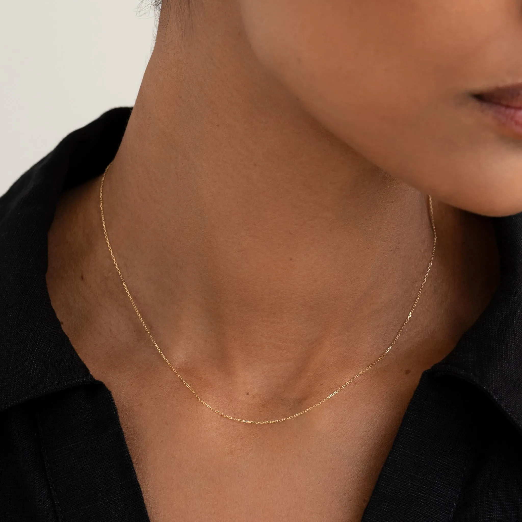 14k Gold Cable Chain Necklace (16 inches) - Tyra