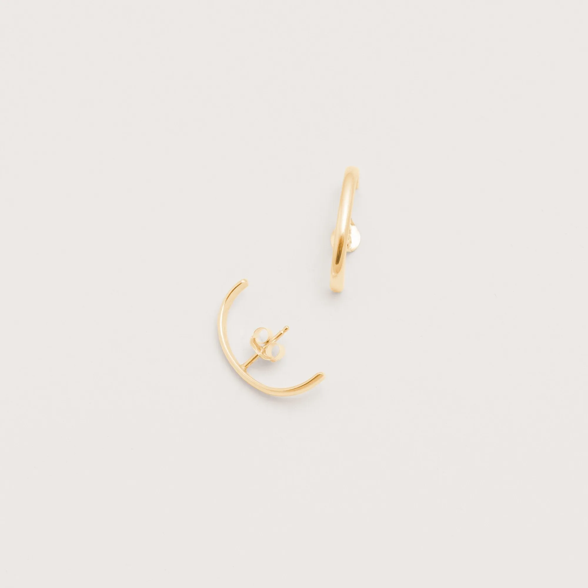 14K Gold Curved Bar Cuff Earrings