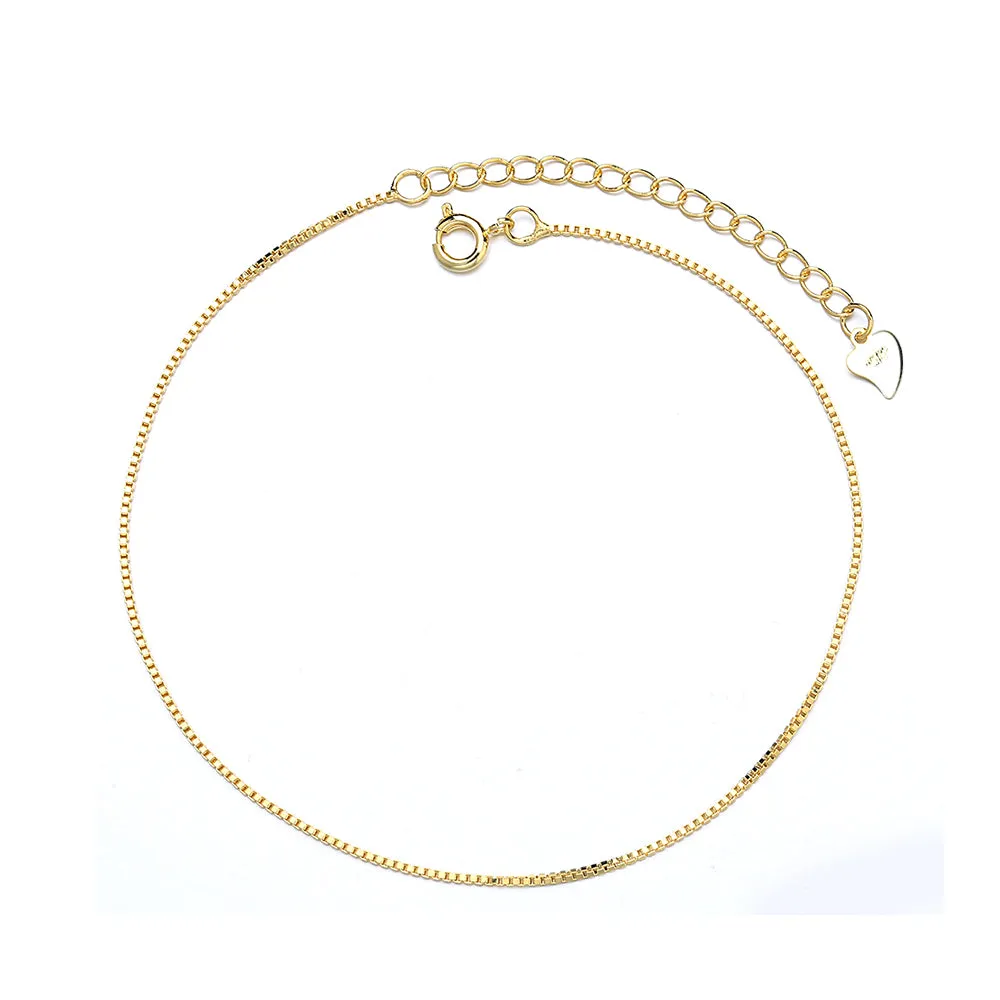 14K Gold Plated Box Chain Anklet