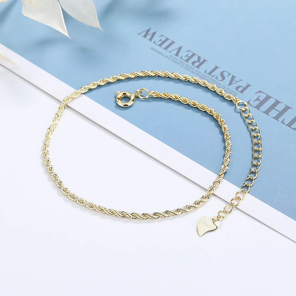 14K Gold Plated Rope Chain Anklet