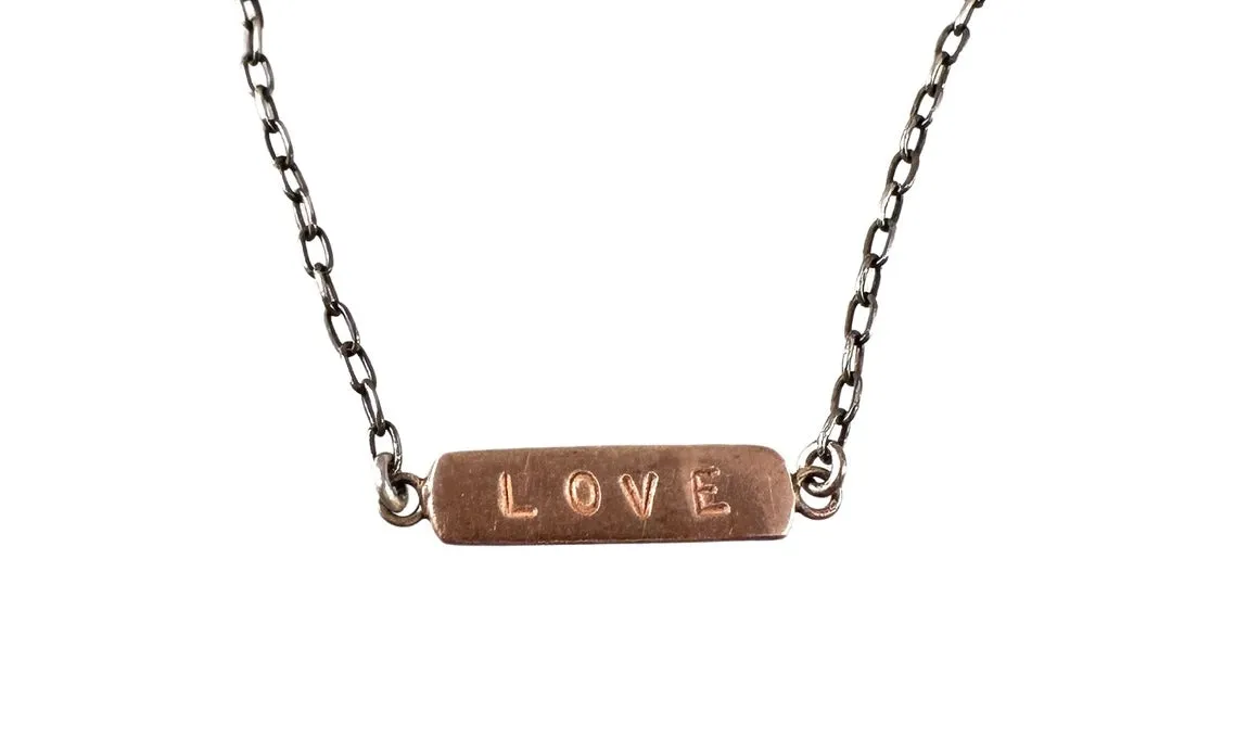 14k Rose Gold Love ID Bracelet on Sterling Chain