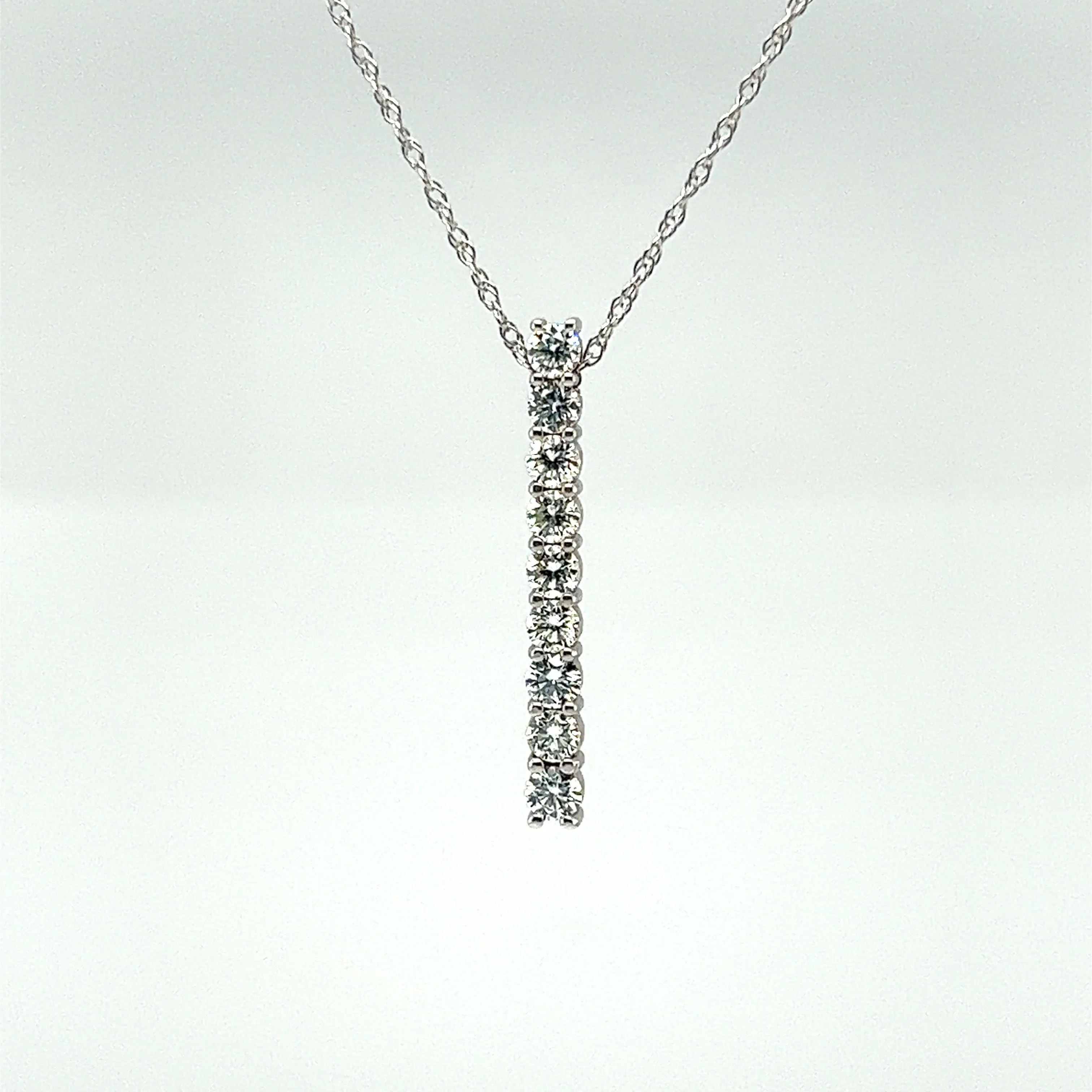 14k White Gold Diamond Line Pendant