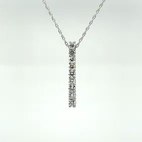 14k White Gold Diamond Line Pendant