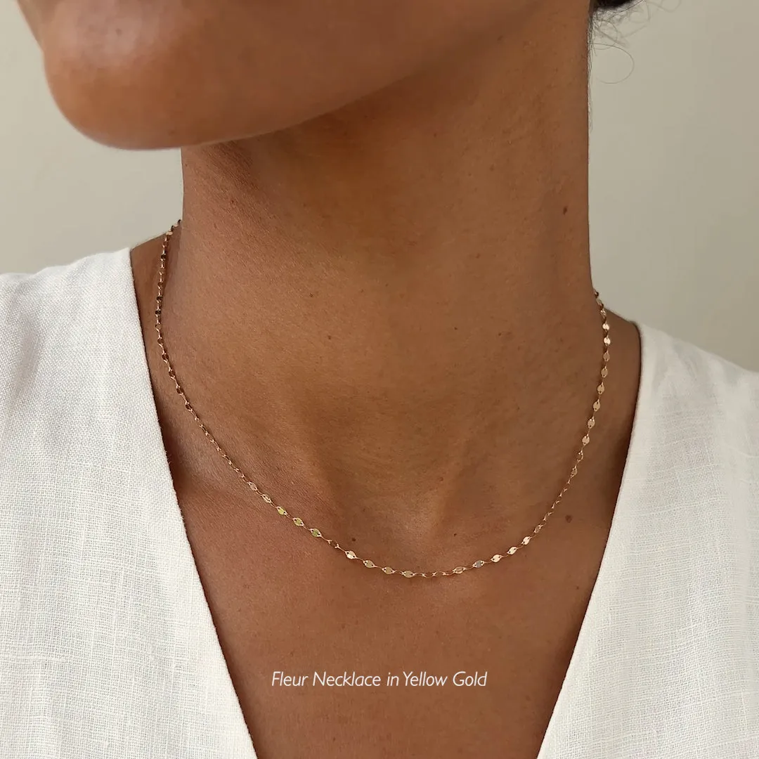 14k White Gold Petal Chain Necklace - Fleur