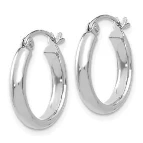 14K White Gold Polish 15mm Tube Hoop Earrings