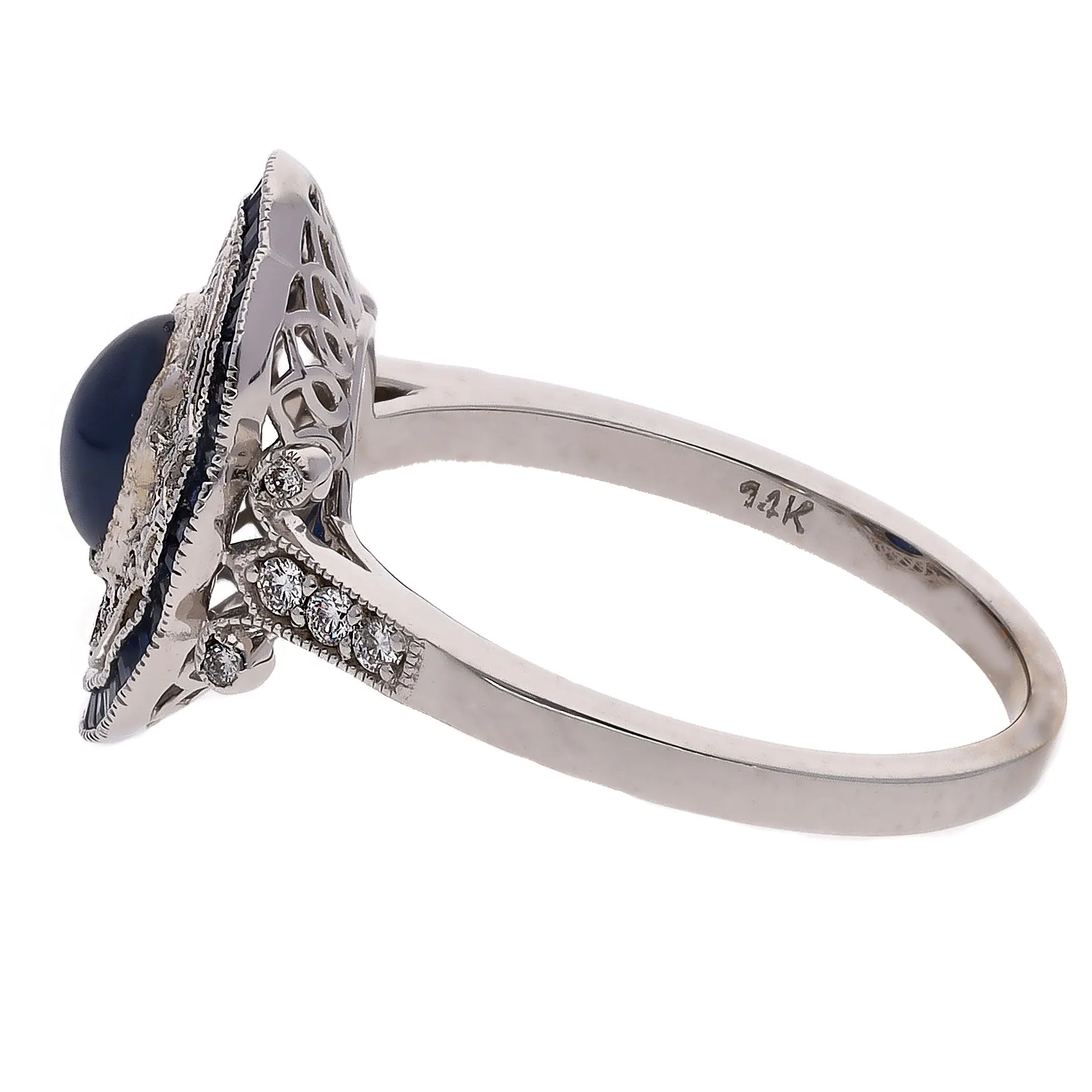 14K White Gold Sapphire and Diamond Ring