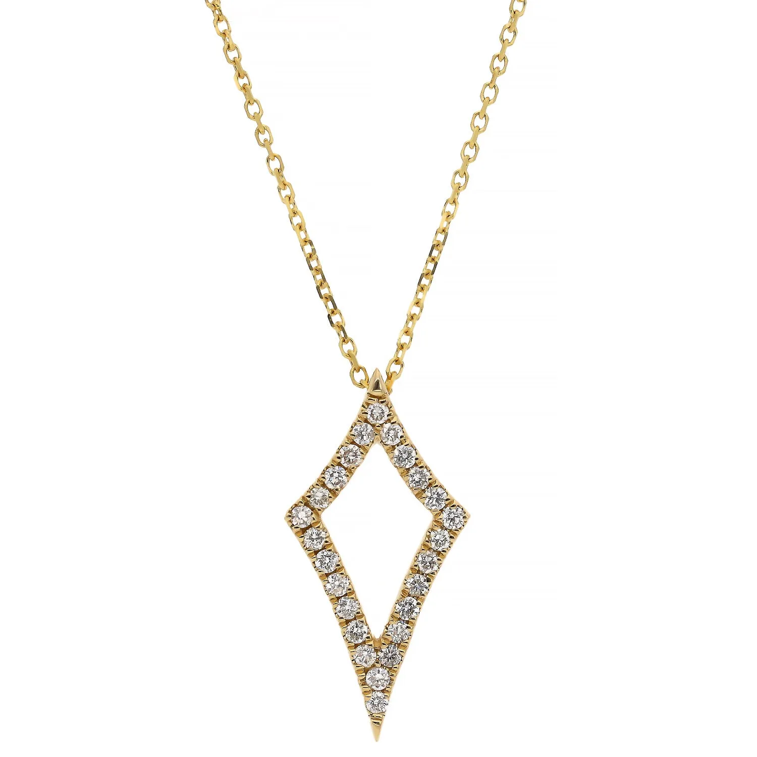 14K Yellow Gold Diamond Kite Shape Necklace