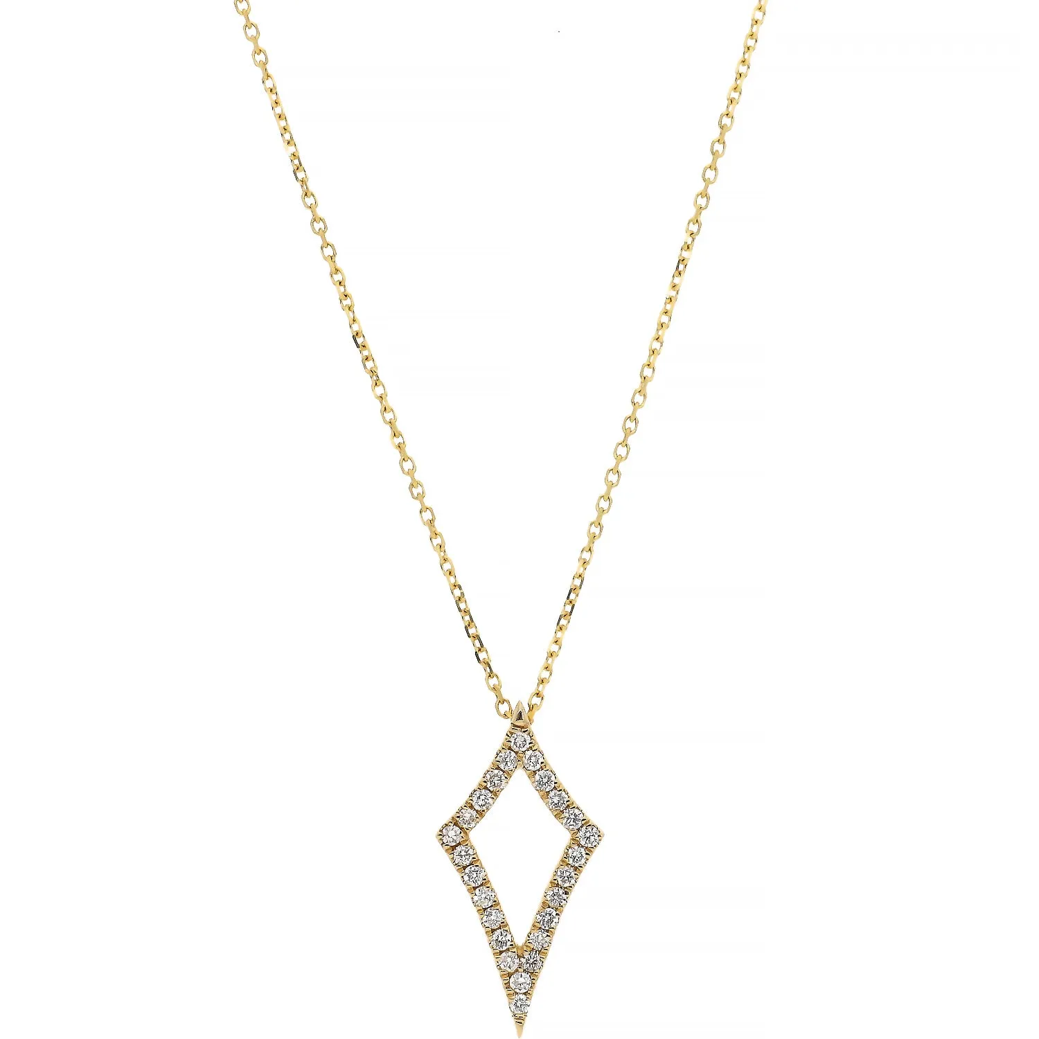 14K Yellow Gold Diamond Kite Shape Necklace