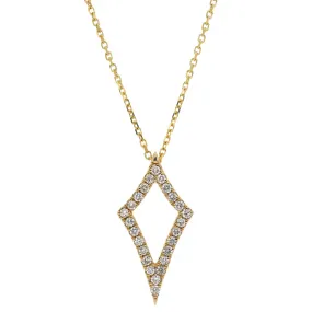 14K Yellow Gold Diamond Kite Shape Necklace