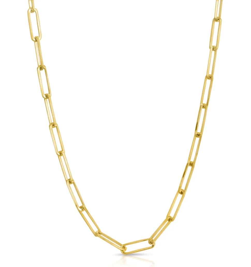 14k Yellow Gold Paperclip Link Chain Necklace 20" 4mm