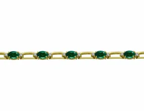 14kt Yellow Gold Diamond & Emerald Tennis Bracelet