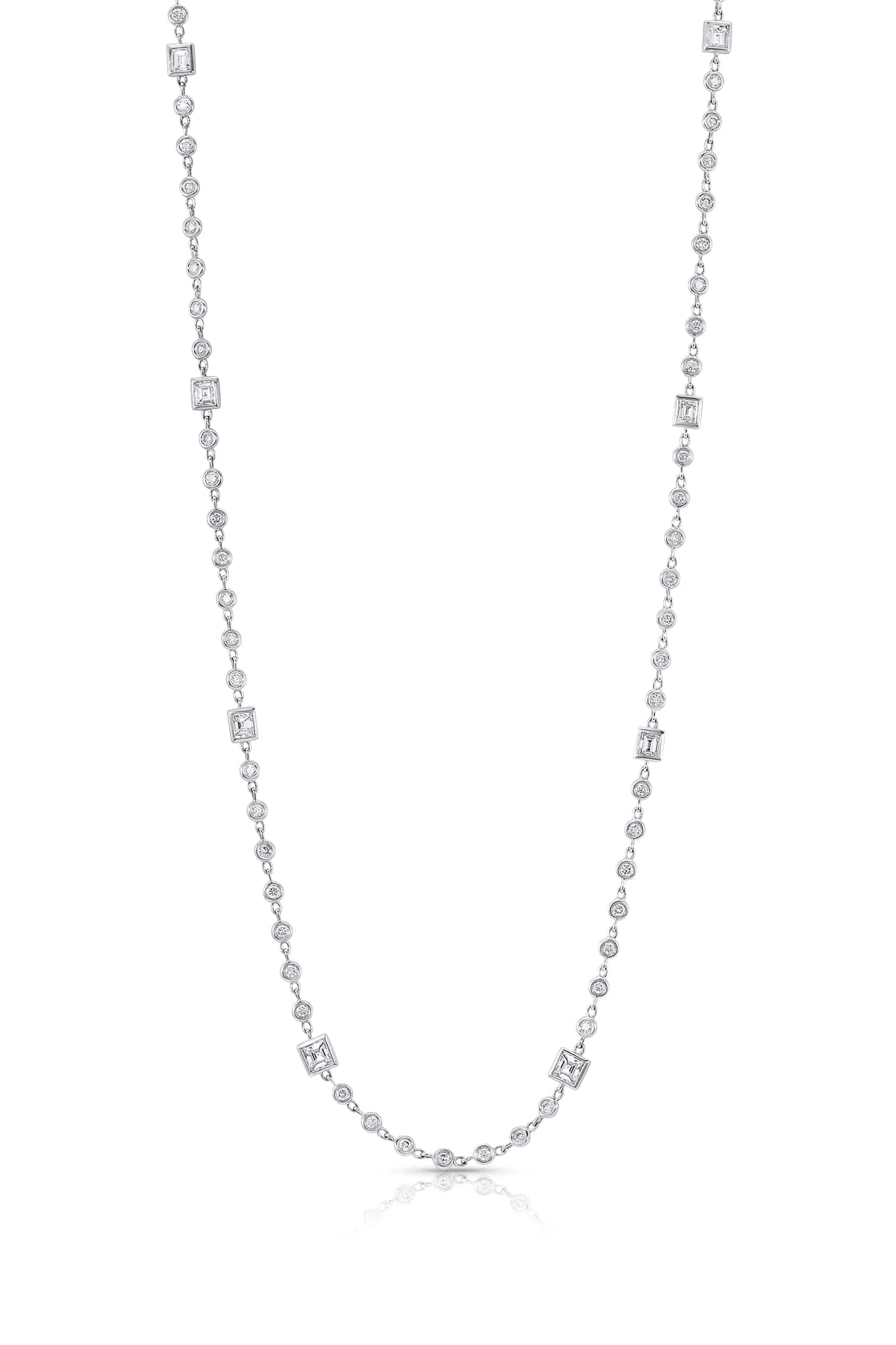 18 kt White Gold Diamond Long Strand Necklace