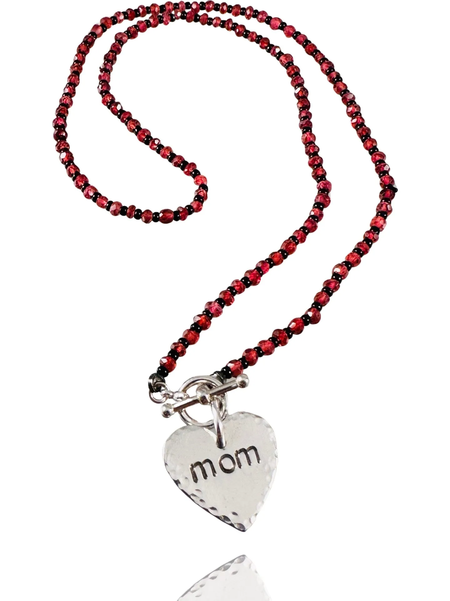 18” Rhodolite Garnet Necklace with Mon Charm