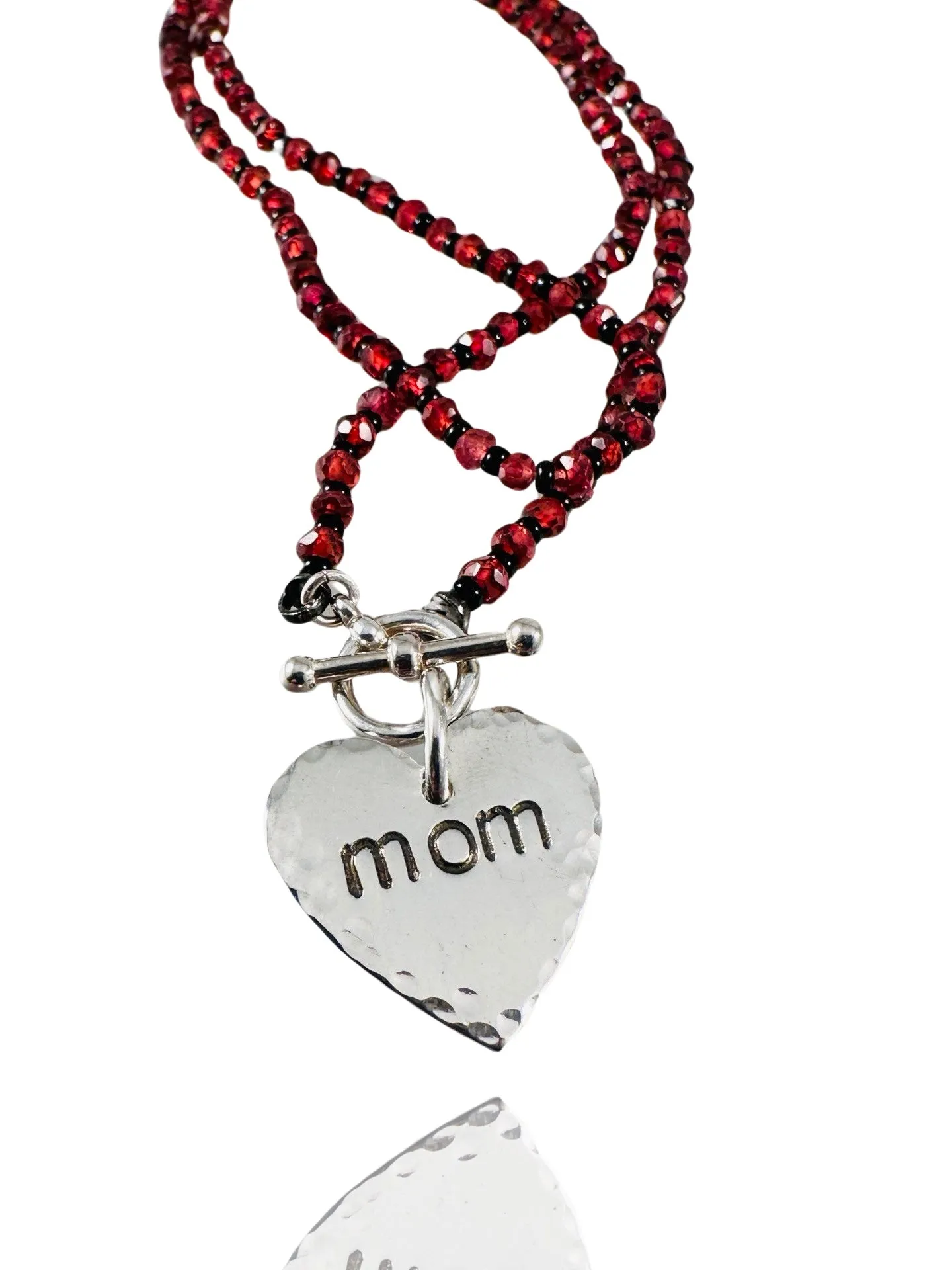 18” Rhodolite Garnet Necklace with Mon Charm