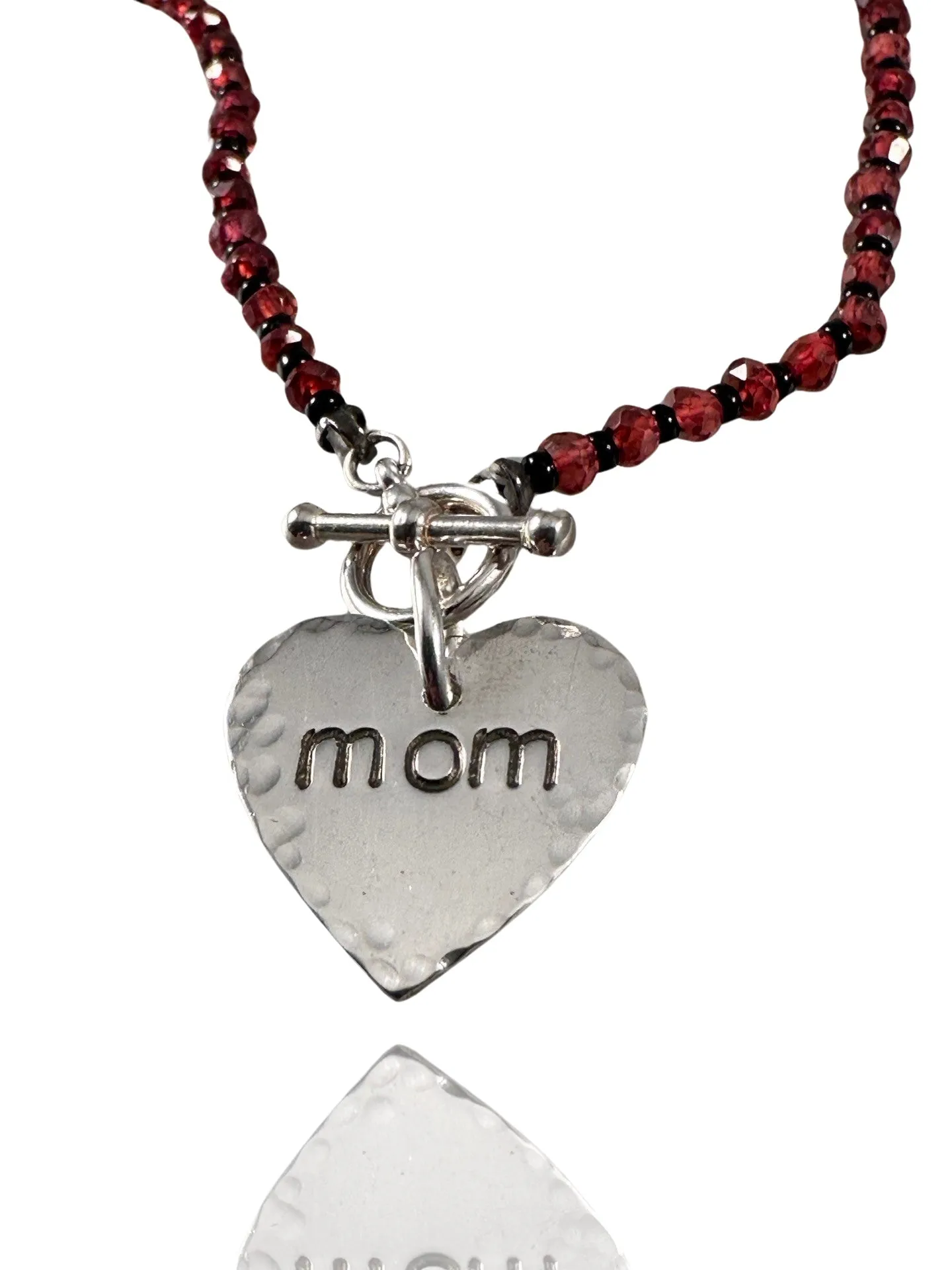 18” Rhodolite Garnet Necklace with Mon Charm